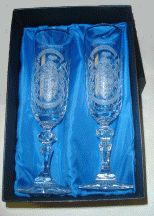 Boxed pair of Cut Crystal Flutes