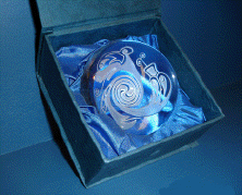 Optical Crystal Paper Weight in Silk lined Box