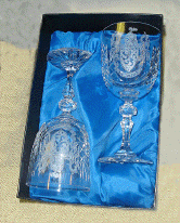 Pair of boxed Cut Crystal wine glasses  ( Red or White)